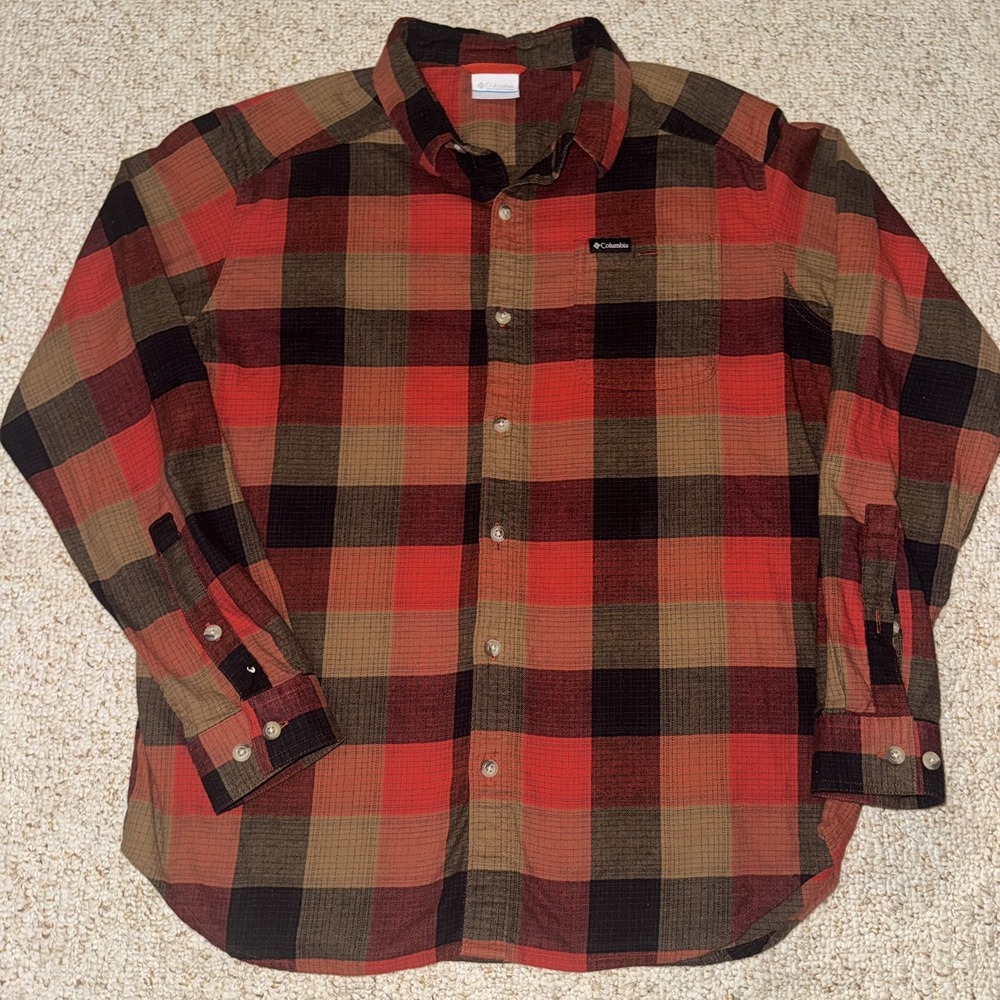Columbia Sportswear Mens L Plaid Long Sleeve Button Shirt Casual Outdoor Flannel